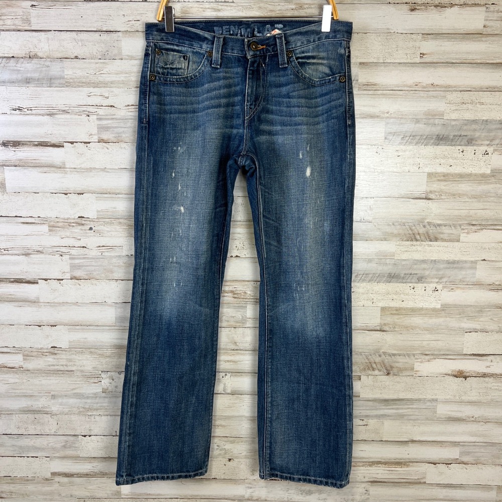 Y2K Denim Lab Bootcut Jeans Men 30x30 Blue Denim Slim Low Rise Distressed Grunge